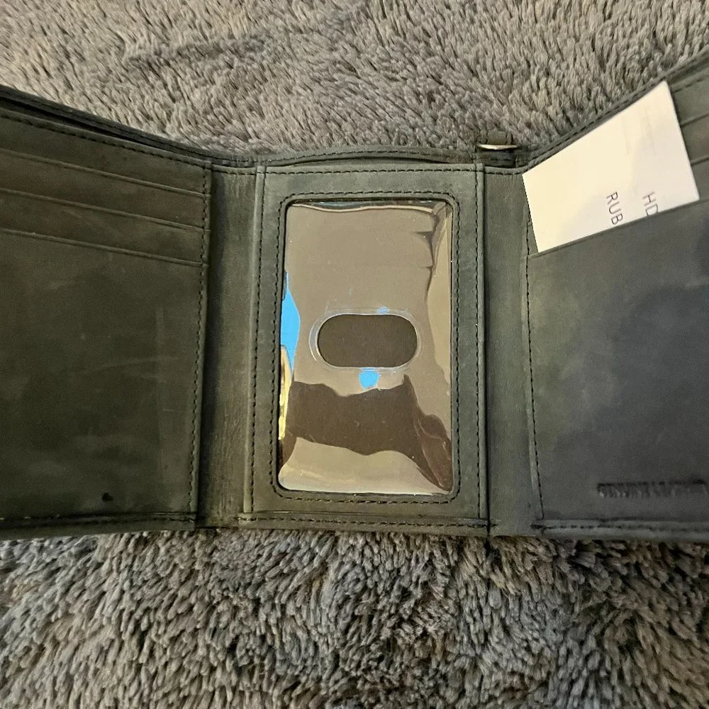 HARLEY DAVIDSON MEN'S TRIFOLD LEATHER WALLET - Picture 2 of 4